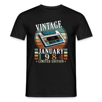 January 1984 | January 1984 Jubilee 1984 - Men's T-Shirt - black - Front - AI Model Male 178 light (178cm)
