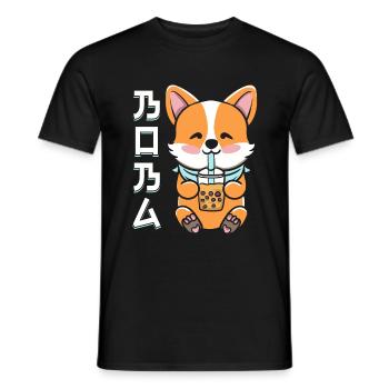 Boba Foxcute Kawaii Fox Drinks Bubble Tea - Men's T-Shirt - black - Front - AI Model Male 178 light (178cm)