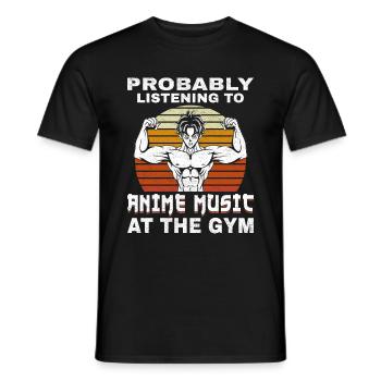 Fitness Training Anime Music in Sports Manga - Men's T-Shirt - black - Front - AI Model Male 178 light (178cm)