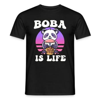 Cute Panda Bear Drinks Matcha Bubble Tea - Men's T-Shirt - black - Front - AI Model Male 178 light (178cm)