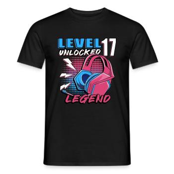 17.Geburtstag - 17 jahre level 17 freigeschaltet - Männer T-Shirt - Schwarz - Vorne - AI Model Male 178 light (178cm)