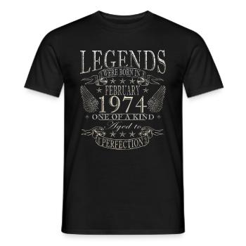 Février 1974 Vintage rétro cadeau d’anniversaire - T-shirt homme - noir - Devant - AI Model Male 178 light (178cm)