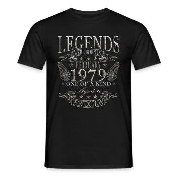 Originelle Legenden werden im Februar 1979 - Männer T-Shirt - Schwarz - Vorne - AI Model Male 178 light (178cm)