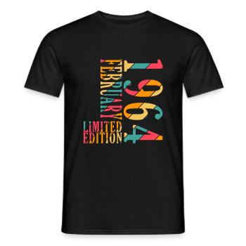 Retro 60 Years February 1964 Birthday Vintage - Men's T-Shirt - black - Front - AI Model Male 178 light (178cm)