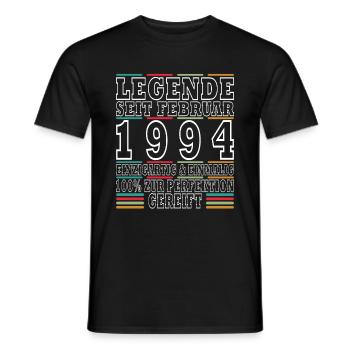 Legenden wurden im Februar 1994 geboren - Männer T-Shirt - Schwarz - Vorne - AI Model Male 178 light (178cm)
