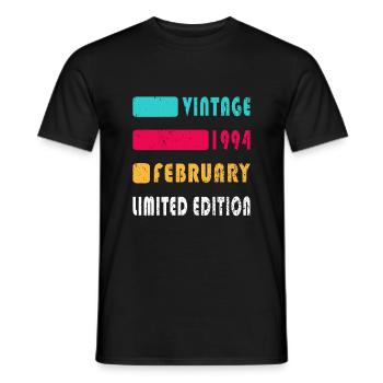 30. Geburtstag Original Februar Jahrgang 1994 - Männer T-Shirt - Schwarz - Vorne - AI Model Male 178 light (178cm)