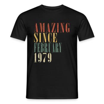 Février 1979 Anniversaire Février 1979 Février - T-shirt homme - noir - Devant - AI Model Male 178 light (178cm)