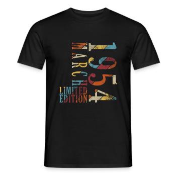 March 1954 March Anniversary March 1954 - Men's T-Shirt - black - Front - AI Model Male 178 light (178cm)