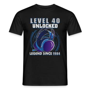 Niveau 40 débloqué Légendaire depuis 1984 - T-shirt homme - noir - Devant - AI Model Male 178 light (178cm)
