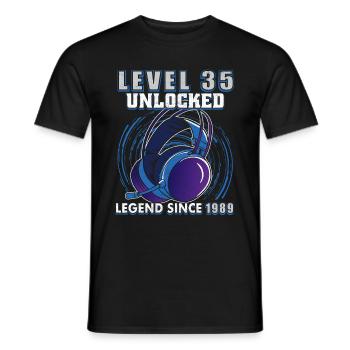 Level 35 Unlocked Legendary since 1989 - Men's T-Shirt - black - Front - AI Model Male 178 light (178cm)
