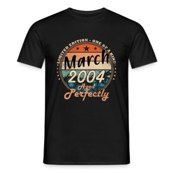 Date de naissance 2004 Mars 2004 Né en Mars 2004 - T-shirt homme - noir - Devant - AI Model Male 178 light (178cm)
