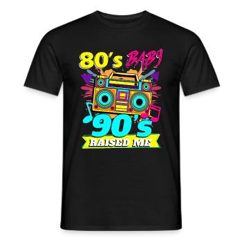 des années 80 bébé des années 90 m’a élevé - T-shirt homme - noir - Devant - AI Model Male 178 light (178cm)