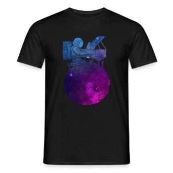 Astronaut playing piano in space moon - Men's T-Shirt - black - Front - AI Model Male 178 light (178cm)
