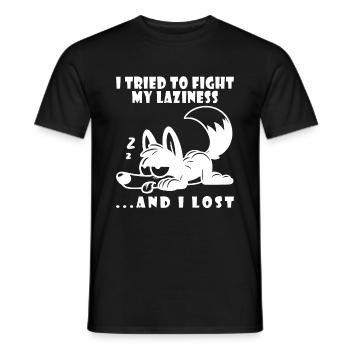 Wolf Morning Grouch Laziness Chilling Lazy Sleep - Men's T-Shirt - black - Front - AI Model Male 178 light (178cm)