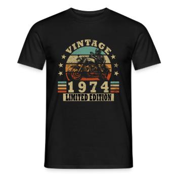 Motard Motard Moto Né En 1974 - T-shirt homme - noir - Devant - AI Model Male 178 light (178cm)