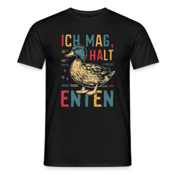 Mallard, Duck, Duck, Dark Duck, Bird - Men's T-Shirt - black - Front - AI Model Male 178 light (178cm)