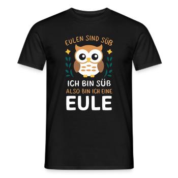 Noctambule, Hibou, Hibou, Oiseau - T-shirt homme - noir - Devant - AI Model Male 178 light (178cm)