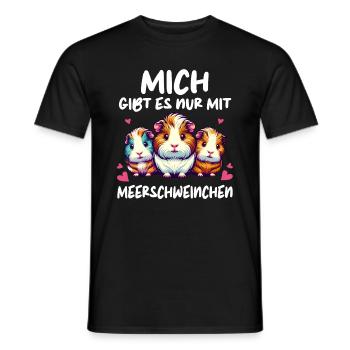 Cochon d’Inde à poil long chiens à crête à poil long - T-shirt homme - noir - Devant - AI Model Male 178 light (178cm)