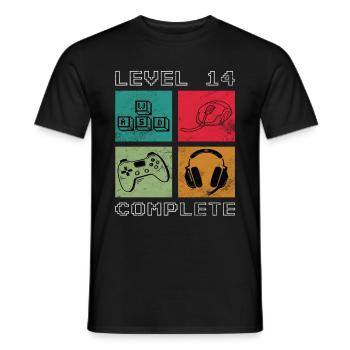 Level 14 Complete 14.Geburtstag Gamer Gaming - Männer T-Shirt - Schwarz - Vorne - AI Model Male 178 light (178cm)