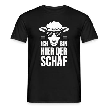 sheep, flock of sheep, farm, farmer, shepherd - Men's T-Shirt - black - Front - AI Model Male 178 light (178cm)