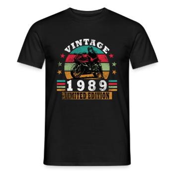 1989 Geburtstag Vintage Biker Motorrad Geschenk - Männer T-Shirt - Schwarz - Vorne - AI Model Male 178 light (178cm)