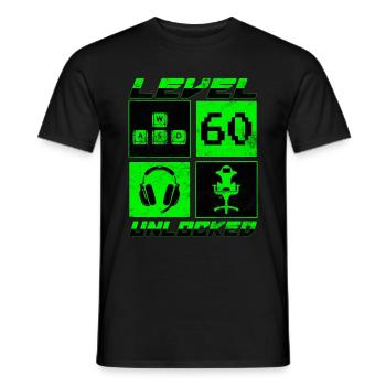 60. Geburtstag Level 60 unlocked - Männer T-Shirt - Schwarz - Vorne - AI Model Male 178 light (178cm)