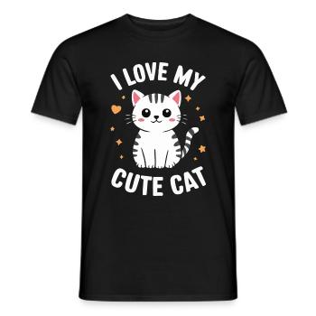 Chat, Amoureux Des Chats, Propriétaire De Chat, Chaton - T-shirt homme - noir - Devant - AI Model Male 178 light (178cm)