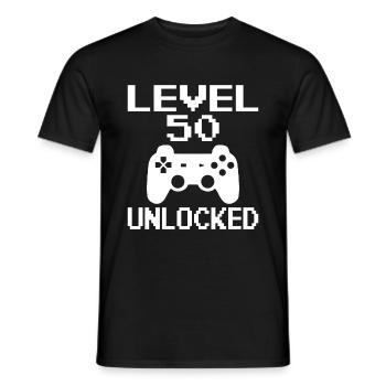 50th Birthday Gamer Gamer Level 50 Unlocked - Men's T-Shirt - black - Front - AI Model Male 178 light (178cm)