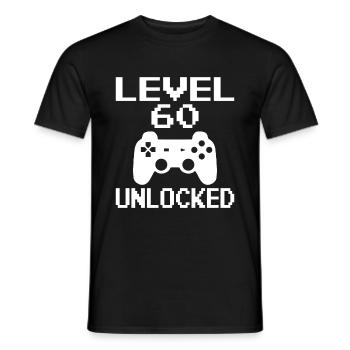 60e anniversaire Gamer Niveau 60 débloqué - T-shirt homme - noir - Devant - AI Model Male 178 light (178cm)