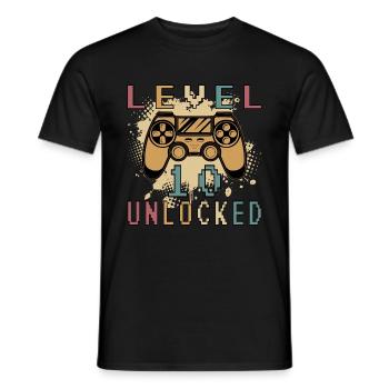 Cadeau d’anniversaire Gamer 10 débloqué de niveau 10 - T-shirt homme - noir - Devant - AI Model Male 178 light (178cm)