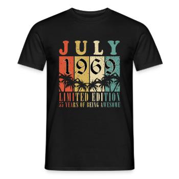 55e anniversaire 55 ans juillet 1969 - T-shirt homme - noir - Devant - AI Model Male 178 light (178cm)