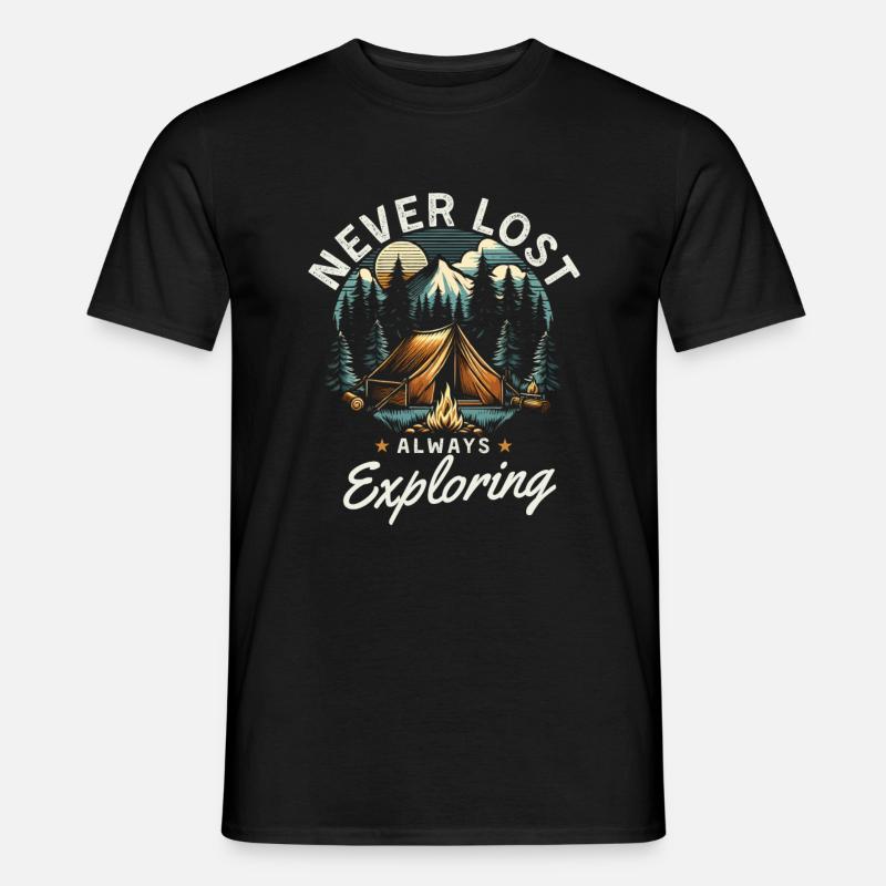 Never Lost Always Exploring Fun Camping Gift - Men’s T-shirt - black