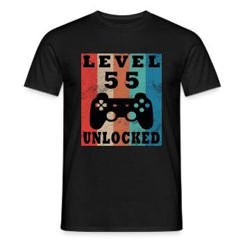 55e anniversaire Gamer Niveau 55 débloqué - T-shirt homme - noir - Devant - AI Model Male 178 light (178cm)
