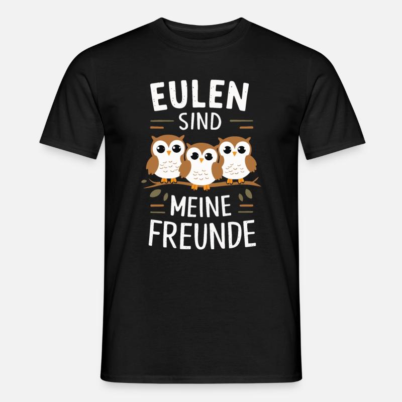 Nachteule Eule Eulen Vogel - Männer T-Shirt - Schwarz