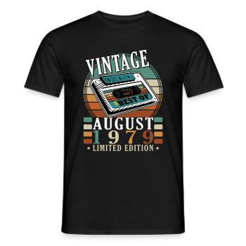 Août 1979 Anniversaire Août 1979 - Août 1979 - T-shirt homme - noir - Devant - AI Model Male 178 light (178cm)
