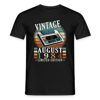 Août 1984 Août Anniversaire 1984 Août - T-shirt homme - noir - Devant - AI Model Male 178 light (178cm)