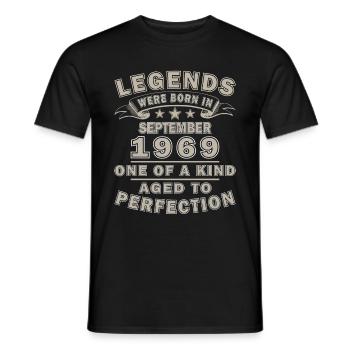 55th birthday 1969 Legendary since September 1969 - Men's T-Shirt - black - Front - AI Model Male 178 light (178cm)