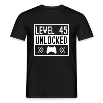 Niveau 45 Débloqué Cadeau d’anniversaire 45 ans - T-shirt homme - noir - Devant - AI Model Male 178 light (178cm)