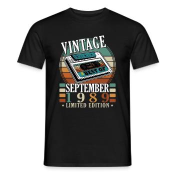 Anniversaire Septembre 1989 – Né en Septembre - T-shirt homme - noir - Devant - AI Model Male 178 light (178cm)