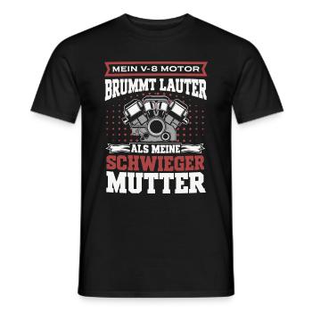 V8 Engine 8 Cylinder Displacement Car Tuning Tuner - Men's T-Shirt - black - Front - AI Model Male 178 light (178cm)