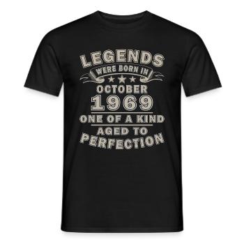 1969 Octobre 1969 Jubilé Octobre 1969 - T-shirt homme - noir - Devant - AI Model Male 178 light (178cm)