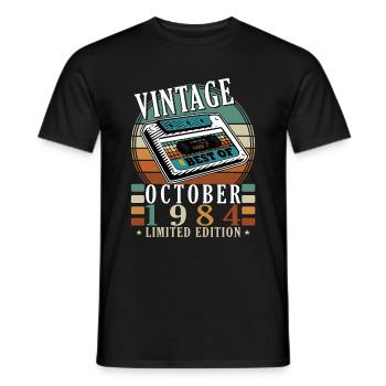 October 1984 Birthday present October 1984 - Men's T-Shirt - black - Front - AI Model Male 178 light (178cm)