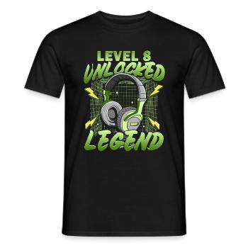 Anniversaire Gamer Niveau 8 Débloqué 8 Anniversaire - T-shirt homme - noir - Devant - AI Model Male 178 light (178cm)