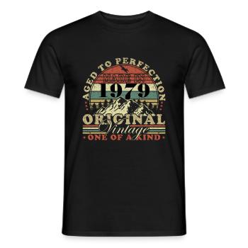 Made in 1979 Aged in perfection - Men's T-Shirt - black - Front - AI Model Male 178 light (178cm)