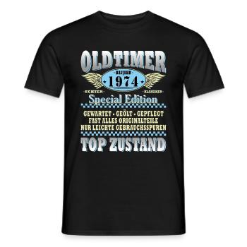 Vintage 1974 Vintage 1974 Birthday 1974 - Men's T-Shirt - black - Front - AI Model Male 178 light (178cm)