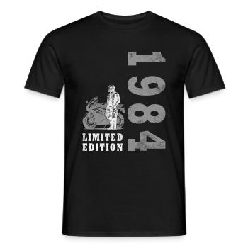 1984 Vintage Moto Motard Anniversaire Né 198 - T-shirt homme - noir - Devant - AI Model Male 178 light (178cm)