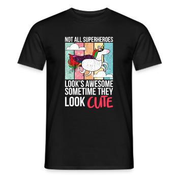 Lustiges Einhorn als Held für einen Superheld - Männer T-Shirt - Schwarz - Vorne - AI Model Male 178 light (178cm)