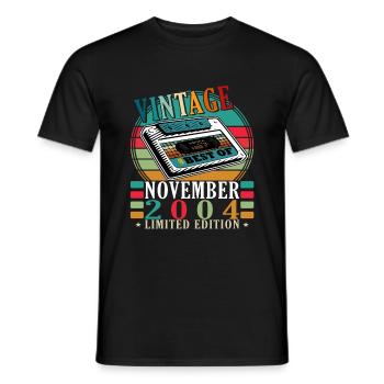 2004 November 2004 Anniversary November 2004 - Men's T-Shirt - black - Front - AI Model Male 178 light (178cm)