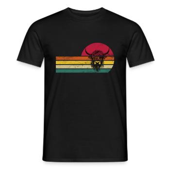 Highland bovins vache cornes esquisse de bétail poilu - T-shirt homme - noir - Devant - AI Model Male 178 light (178cm)