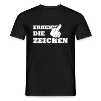 Erkenne die Zeichen Damen Mittelfinger - Männer T-Shirt - Schwarz - Vorne - AI Model Male 178 light (178cm)